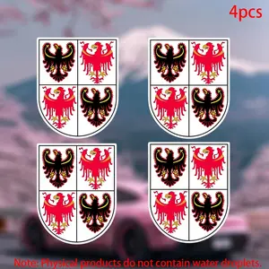 4pcs-Coat of Arms of Trentino-Alto Adige Sudtirol Region of Italy Sticker-Car stickers for doors, windows, laptops, luggage, furniture and bumpers-durable adhesive vinyl material