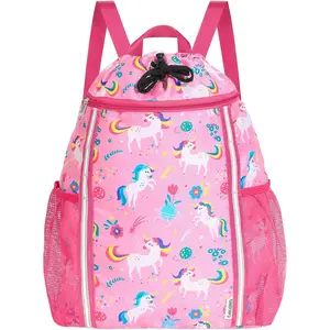 Drawstring Backpack for , Unicorn  Drawstring Gym Bag for Girls,  Swim Bag for Beach String Cinch Backpack with Two Mesh Water Bottle Pocket