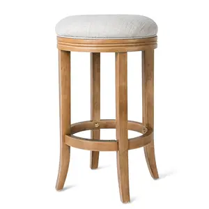 Maven Lane Eva Round Backless Kitchen Swivel Stool, Weathered Oak, Counter Height