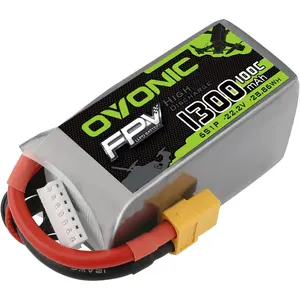 OVONIC 6S Lipo Battery 100C 1300mAh 22.2V Battery with XT60 Connector for FPV Racing Drone  RC Hobby