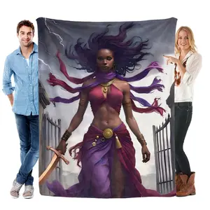 Oya Blankets Orisha Yanza Sacred Altar Blanket – Lightweight Single-Sided Print Throw, Spiritual Gift for Loved Ones, Blessed Living Room Decor Throw Blanket, Divine Protection & Energy Home Decor