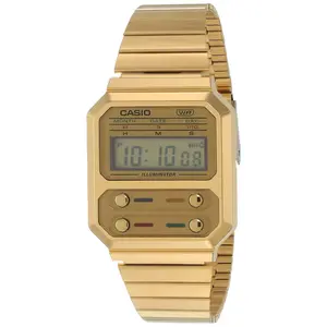 Casio Vintage Digital Gold-Tone Unisex Watch A100WEG-9ADF