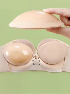 Silicone Breast Pads for Small Busts, Thickening Bra Inserts, Sticky Bra Pads, Push-Up Nipple Covers, Enhance Chest Size, Lady All Seasons Essential Use, Silicone Bras Pad