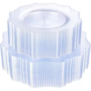 100 count Clear Plastic Plates - Heavy Duty Plastic Plates Disposable for Party/wedding Include 50 count Dinner Plates and 50 count Dessert Plates.