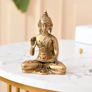 Elevate Serenity With Brass Elegance | 4-inch Brass Buddha Statue | Spiritual Decor for Meditation & Home
