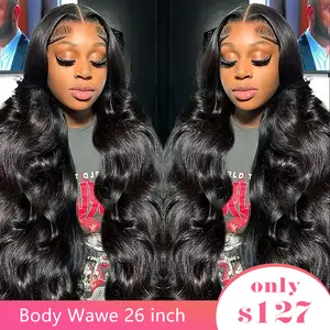 【26‘’ Body Wave=$127】Tahikie Body Wave 13x6 Natural Color/Burgundy / Chocolate HD Lace Frontal Wigs Human Hair Wig Pre Plucked With Baby Hair For Women Wig
