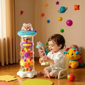Flying Saucer Launch Toy for Toddlers, Interactive Ball Drop Learning Tower, Cause & Effect Educational Sensory Toy