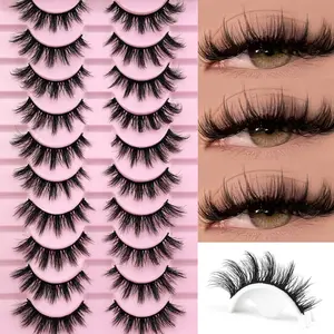 10 Pairs 3D Fake Cat Eye Lashes, Elegant One-Piece Design, Easy to Wear and Remove, Durable Band, Perfect for Daily Use, Parties, Music Festivals