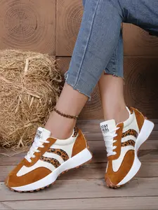 Women's Sporty Walking Shoes, Casual Round-Toe Low-Top Lace-Up Sneakers with Thick Soles, Ideal for Outdoor Wear in Spring and Fall, Trendy Walking Shoes