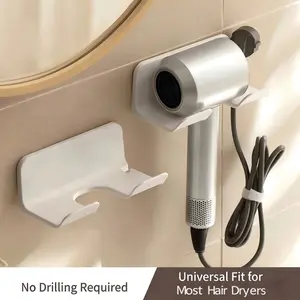 No-Drill Fan Mount Holder, Bathroom Storage Rack, Hair Dryer Hanger, Multi-Functional Electric Blow Dryer Stand, Space-Saving Organizer