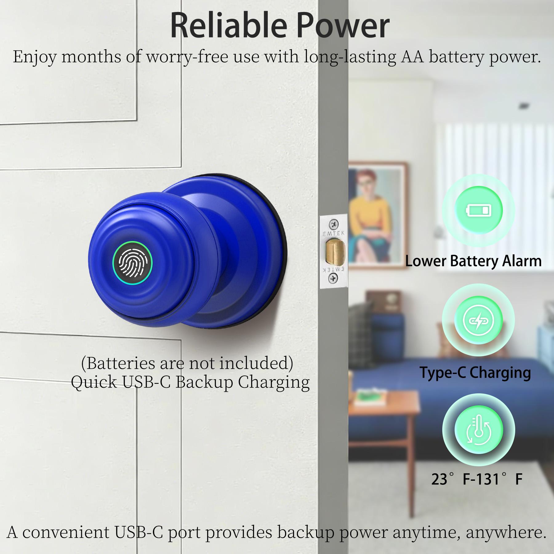 UMIK 3-in-1 Fingerprint Smart Lock, Doorknob, Auto-Lock, Tuya App WiFi Remote Control, Keyless Entry Electronic Lock, Fast Biometric Sensor, 3 Unlock Ways, Easy Install Interior Door Lock for Home Office