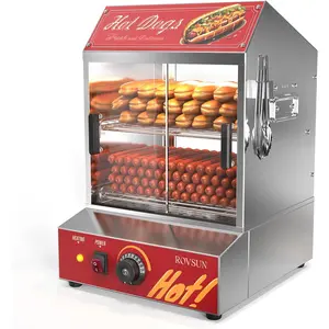 Winado 31.7QT/30L Hot Dog Steamer, 2-Tier Hot Dog Hut Steamer with 175 Hot Dogs & 40 Buns Capacity, Bun Warmer Cooker with Removable Shelves Food Clip for Party Event Concession Stand