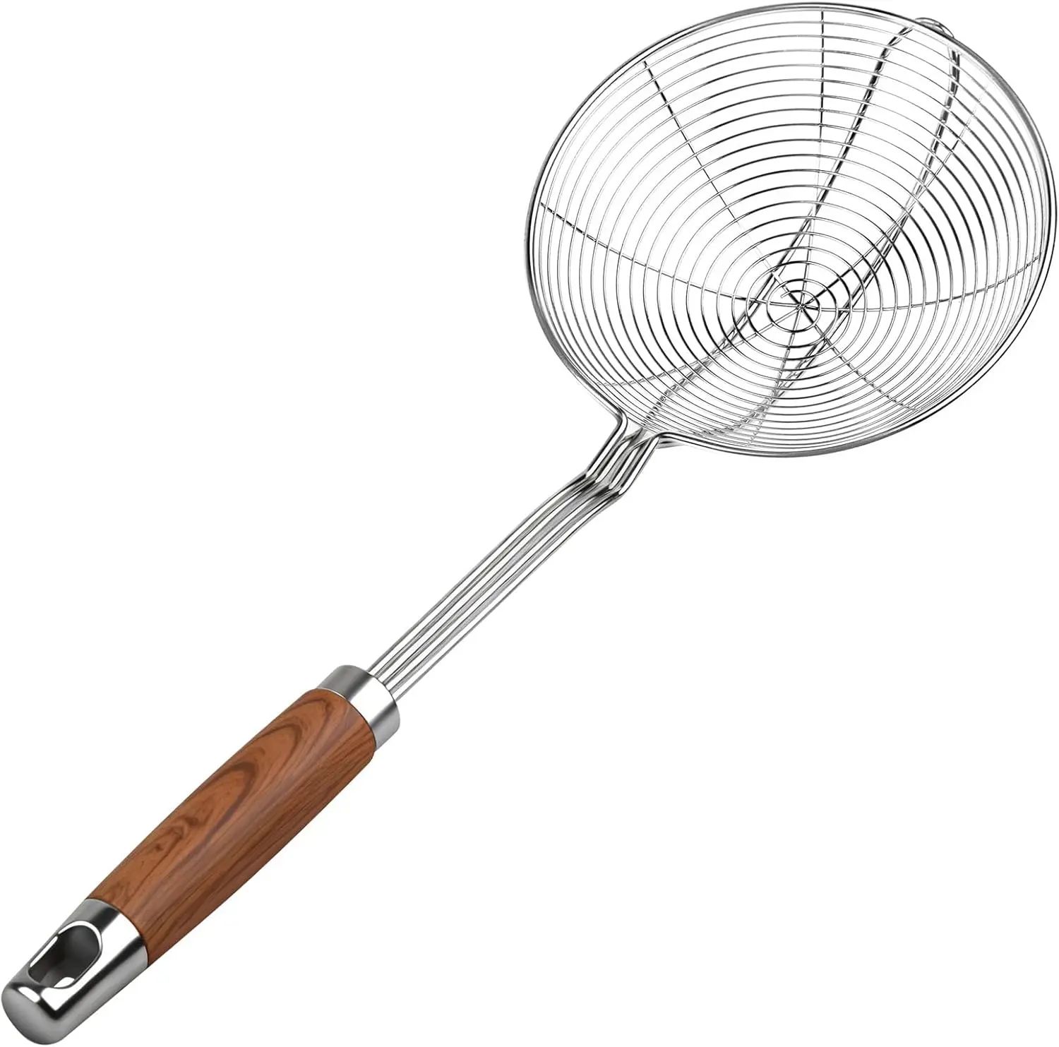 5.3" Spider Strainer Skimmer Spoon with Handle, Stainless Steel Wire Strainer Ladle for Cooking and Frying, Kitchen Utensils Slotted Pasta Spoon, Fryer Scoop