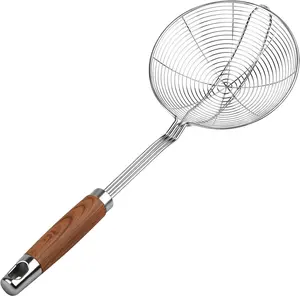 5.3" Spider Strainer Skimmer Spoon with Handle, Stainless Steel Wire Strainer Ladle for Cooking and Frying, Kitchen Utensils Slotted Pasta Spoon, Fryer Scoop