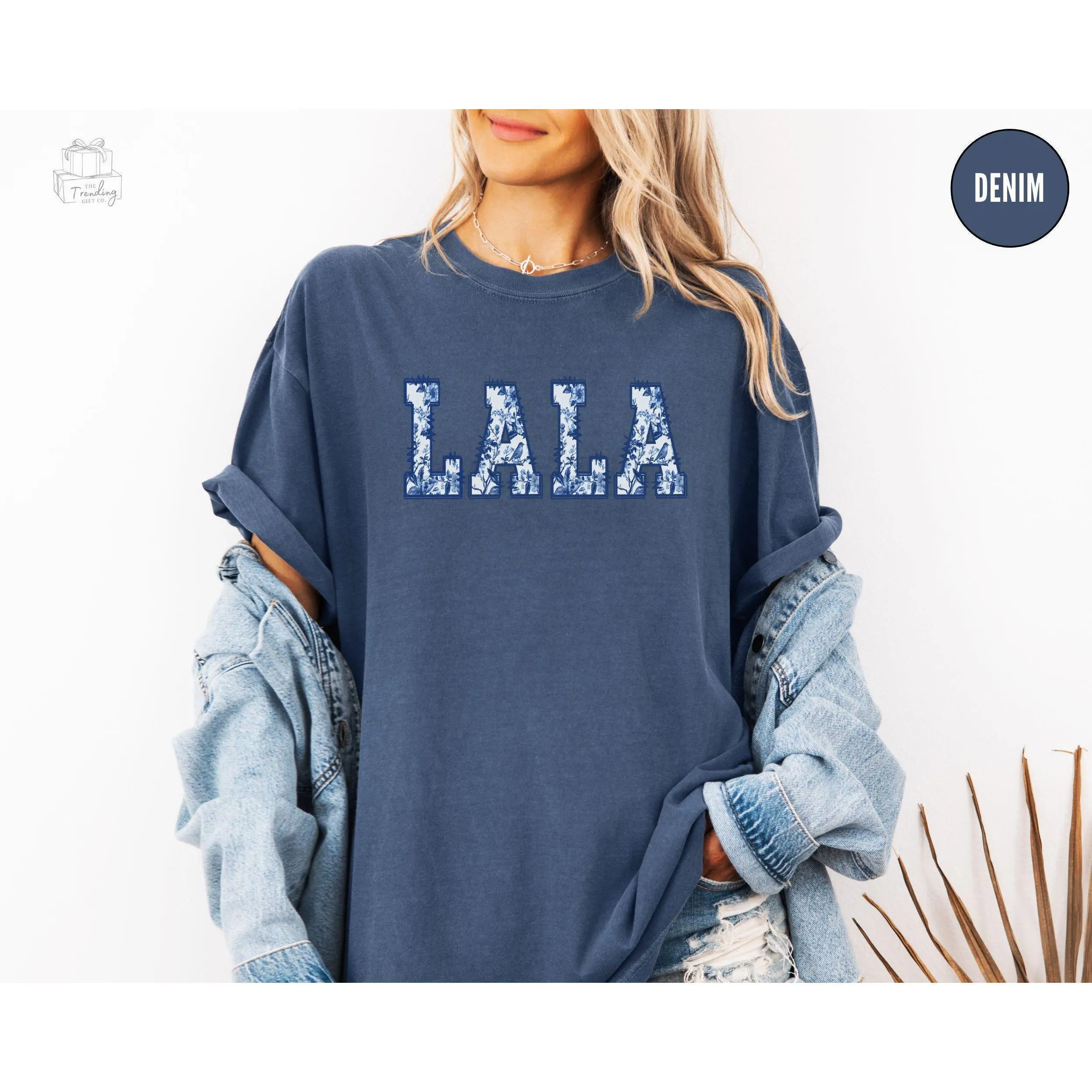 Toile De Jouy Lala Shirt,Floral Lala Gifts, Comfort Colors Lala Shirt, Mothers Day Gift For Grandma Tees, Aunt Lala Shirt For Auntie TShirt Top Womenswear Medium Streetwear