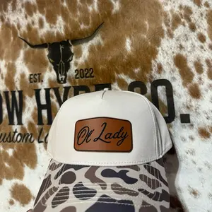 Ol' Lady Hat - Custom Leather Patch Camo Trucker