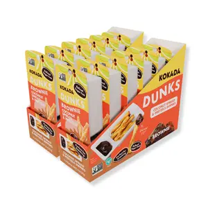 Kokada Dunks Brownie Coconut - chocolate coconut spread and pretzel dippers - refined sugar free, simple ingredients