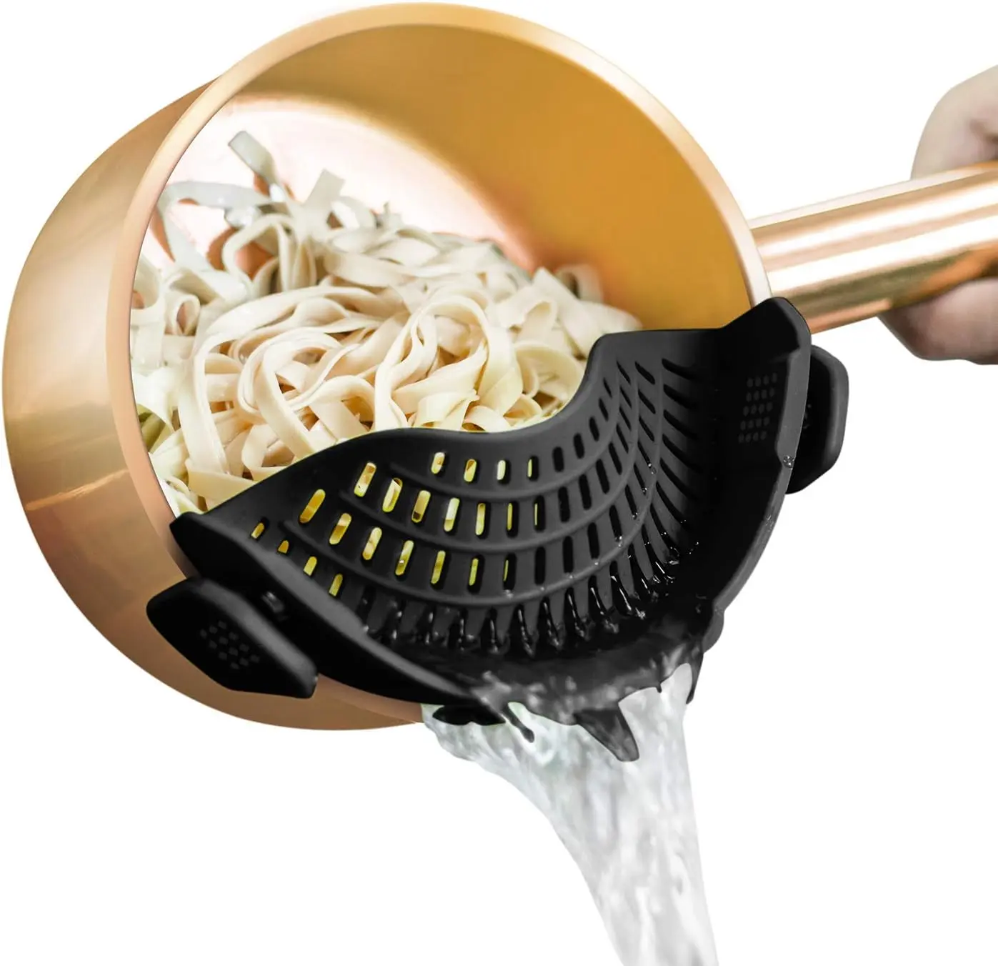 Strainer Silicone for All Pots and Pans, Pasta Strainer Clip on Food Strainer for Meat Vegetables Fruit Silicone Kitchen Colander
