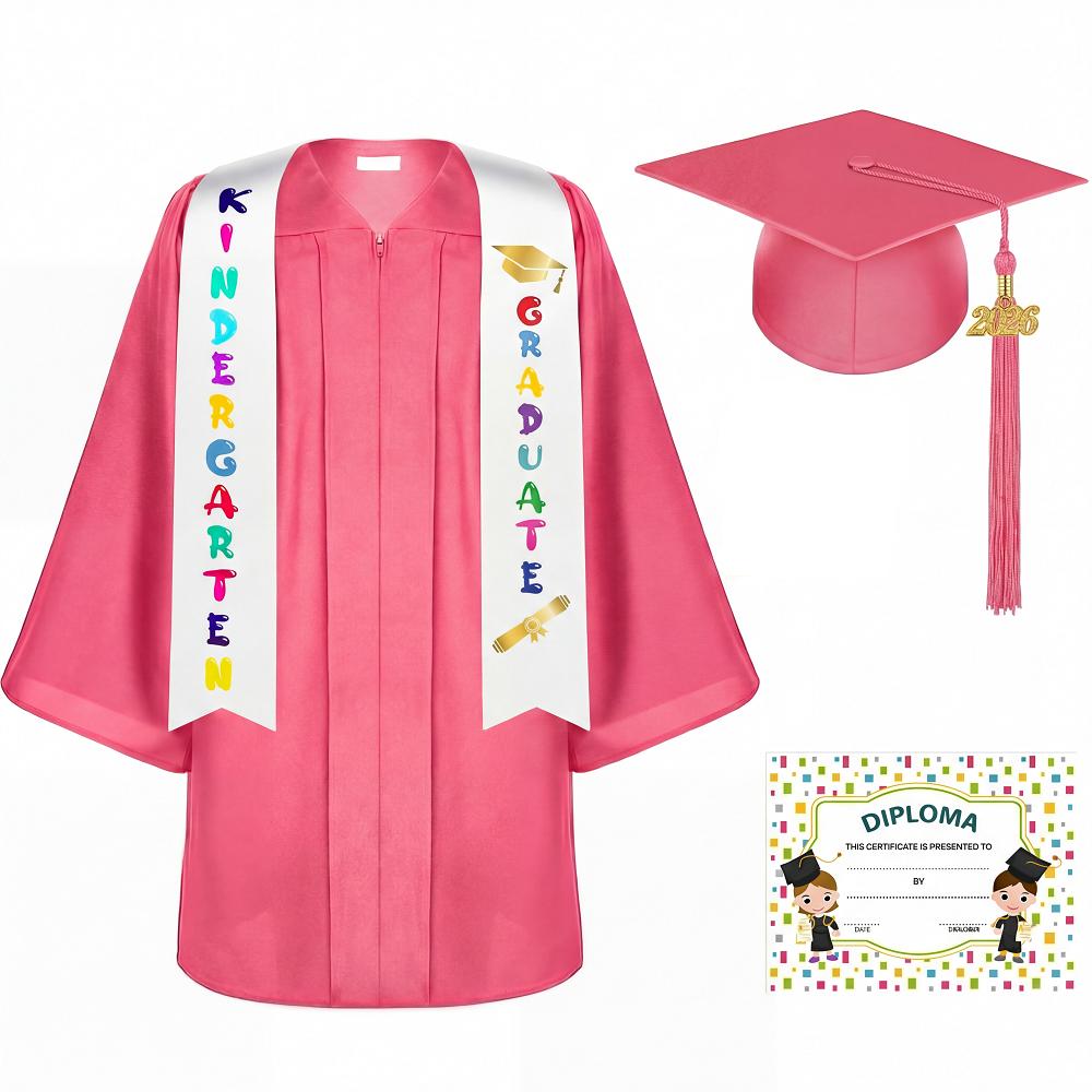 Kindergarten Graduation Outfit Class of 2026 Satin Graduation Cap & Gown  Gown Set with Cap Tassels