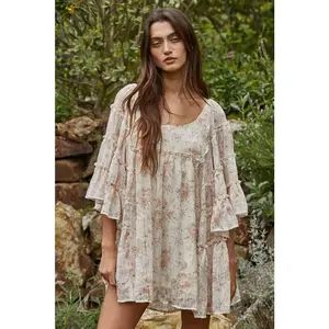 Giselle Chiffon Floral Flare Mini Dress