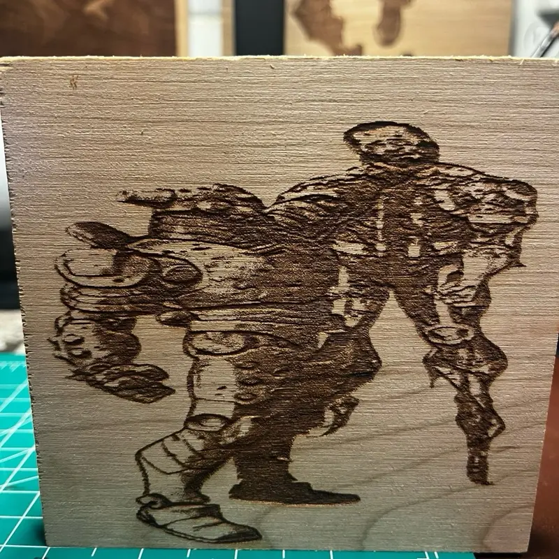 Invincible Robot Engraved on Wood Wall Art - Immortal Design with Unique Features