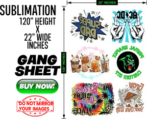 Sublimation Gang Sheet Transfers 22x120