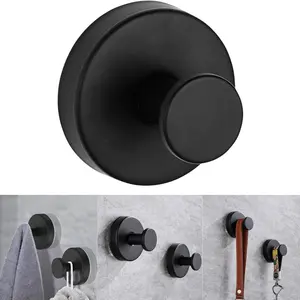 Suction Cup Hooks for Door Wreaths,2026 Upgrade No-Drill Hooks,Stainless Steel Waterproof Suction Cup Hook,Rustproof Holder Towel Hooks for Bathroom Wall,Kitchen,Glass,Tile(Black) blade stand hangers