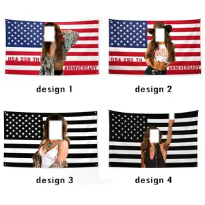 Vintage Country Music Ella American Flag – Western Cowgirl Style Banner - Decor Party Backdrops Wall Art