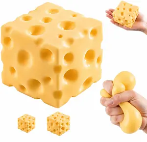 Soft Yellow Cheese Squishy Stress Relief Toy - Slow Rising Squeeze Ball, Anxiety Fidget, Squishies, Sensory Desk Toy for Adults, Office Relaxation Decor