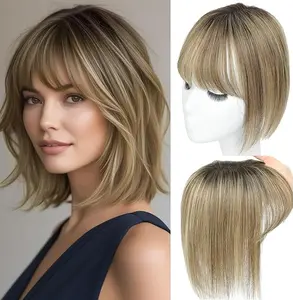 10inch Hair Toppers for Women Real Human Hair Toppers for Women with Thinning Hair Topper with Bangs Hair Toppers for Women Hair Pieces for Women(Top hair topper)