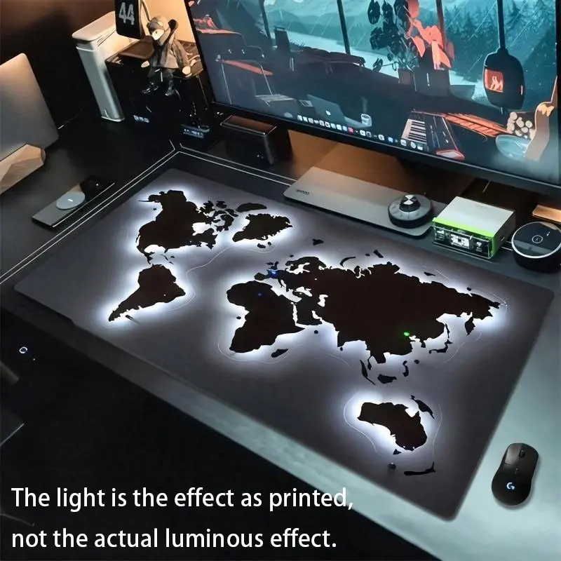 Viral Glow World Map Mouse Pad, Dark Mode Desk Mat, Desk Accessories, Computer Desk Accessories, Oversized Non-Slip Office/Gaming Pad, Modern Travel Decor, Smooth Surface for Daily Use, Trendy Sleek Vibe Desk Setup