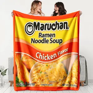 Chicken Flavor Ramen Noodle Soup Blanket, Fun Gift for Ramen Lovers, Comfortable Ramen Blanket for Boys & Girls, Unique Food-Themed Throw, Cozy Throw Blanket