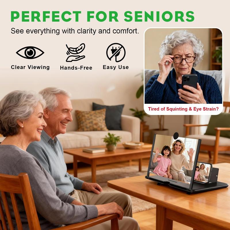 Mobile Phone Magnifier Stand - Over sized Pull-out Creative Screen Amplifier - Foldable Portable Hands-Free Phone Magnifier Suitable - Visually, for movie Watching, Reading & Gaming