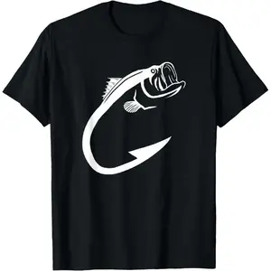 Minimal Fish Hook Art Tee 100% Cotton | Fishing Lover Essential
