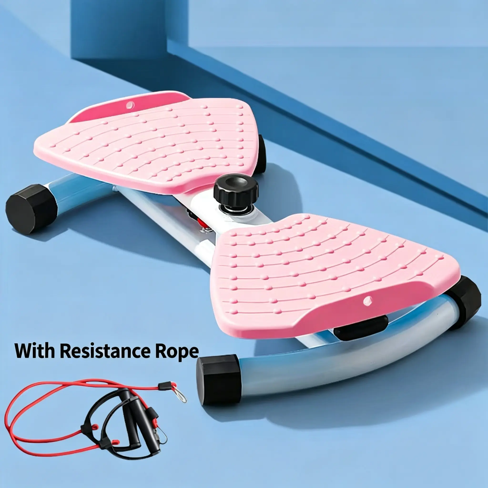 Mini Twist Stepper with Resistance Bands for Women, Compact Full Body Workout Machine with Non-Slip Wide Pedals, Portable Indoor Cardio Fitness Equipment for Home Gym, Apartment and Office