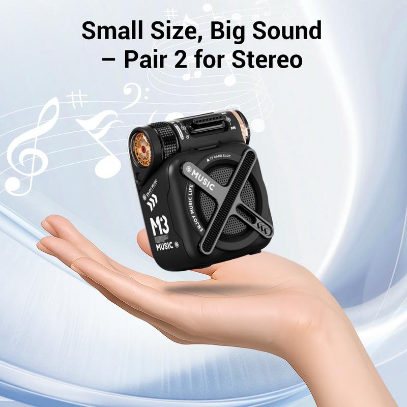 CHENYUNN.US M3 Studio Audio Mini Portable Bluetooth Speaker with 3D Sound Bass Boom Waterproof Racing Style for Office Sports Outdoors Travel Black Compact Stereo CY