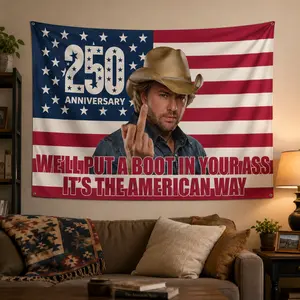 American Pride Flag - 'Boot In Your Ass' Patriotic 4th of July Banner, Red, White & Blue Independence Day Decoration