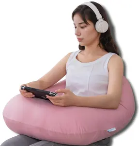 Reading Pillow for Gaming, Lap Desk Pillow for Sitting in Bed or Sofa, Compact Arm Support Pillow for Reading, Playing or Crocheting, Cooling