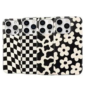 Black And White Pattern Phone Case Set — Compatible with Samsung S26/S25/S24/S23/S22/S21, iPhone 17/16/15/14/13/12/11 phone cases. Drop-Resistant, Non-Slip, and Fade-Resistant. The Perfect Gift for Minimalist and Trendy Style Lovers.