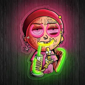 Comedy characters decorate their walls with neon lights, USB power, vibrant pink and green LED logos, and cartoon tattooed people holding drinks. Very suitable for home, bedroom, store decoration, and part