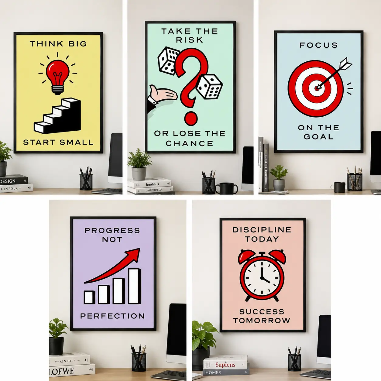 Motivational Monopoly Wall Art Poster - Mint & Canvas Wall Decor, Room Decor, Ideal for Home & Office, Thoughtful Gift Option