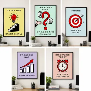 Motivational Monopoly Wall Art, Take the Risk or Lose the Chance Poster, Mint & Canvas Decor, Ideal for Home & Office, Modern Home Decoration, Artwork, Gift