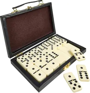 Premium Double Six Dominoes Set - 28 Classic Tiles in Faux Leather Case - Fun Educational Toy for Kids, Boys, Girls, Classroom Kit, Classic Game Night Party Favors Set, Travel-Friendly
