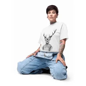 Whimsical Deer Bold Graphic Tee | Funny Animal Shirt, Animal Lover Gift, Nature T-Shirt, Eco-Friendly Cotton Top - Unisex Tee, Cotton Shirt, Menswear Streetwear Crewneck Man Tshirt Tropical Casual Shortsleeve