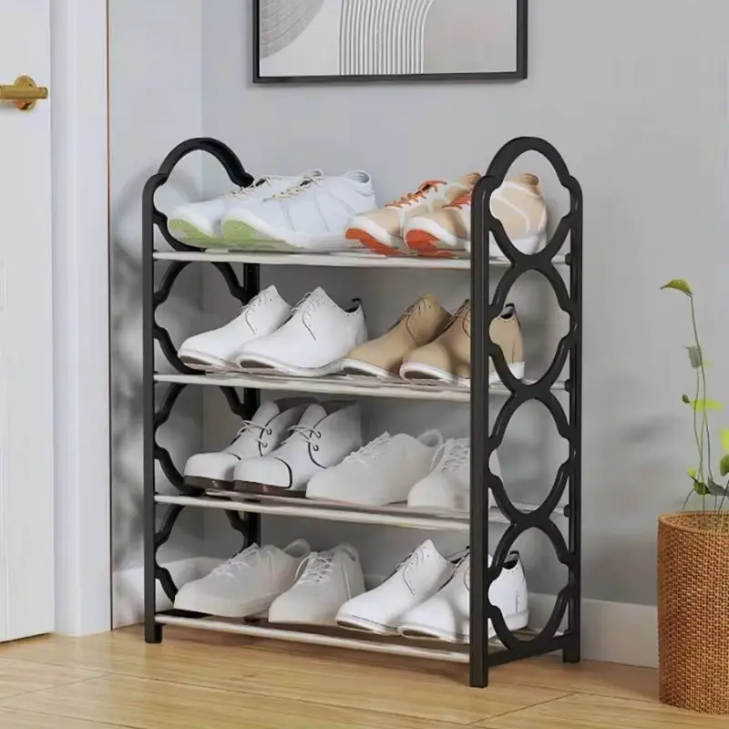 Detachable 4-Layer Stainless Steel Shoe Rack Modern Portable Dust-Proof Storage Cabinet for Dormitory Ergonomic Design