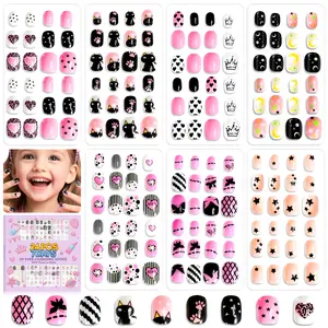 SAVILAND GlamKids Press-On Nails for Girls – 7 Days of Style: Pre-Glued Full Cover Fake Nails for Kids, Gentle & Easy to Wear, Perfect for Gifts & Parties