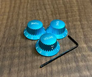 Warmtone CG Anodized Aluminum Strat Knob Set “Turquoise” Set Screw