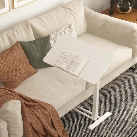 【SummerVibes】H7 PRO Mobile Standing Desk Adjustable Overbed Table Pneumatic with Wheels 90°Tiltable Portable Laptop Desk Rolling Computer Cart Foldable Bedside Table Modern Nightstand