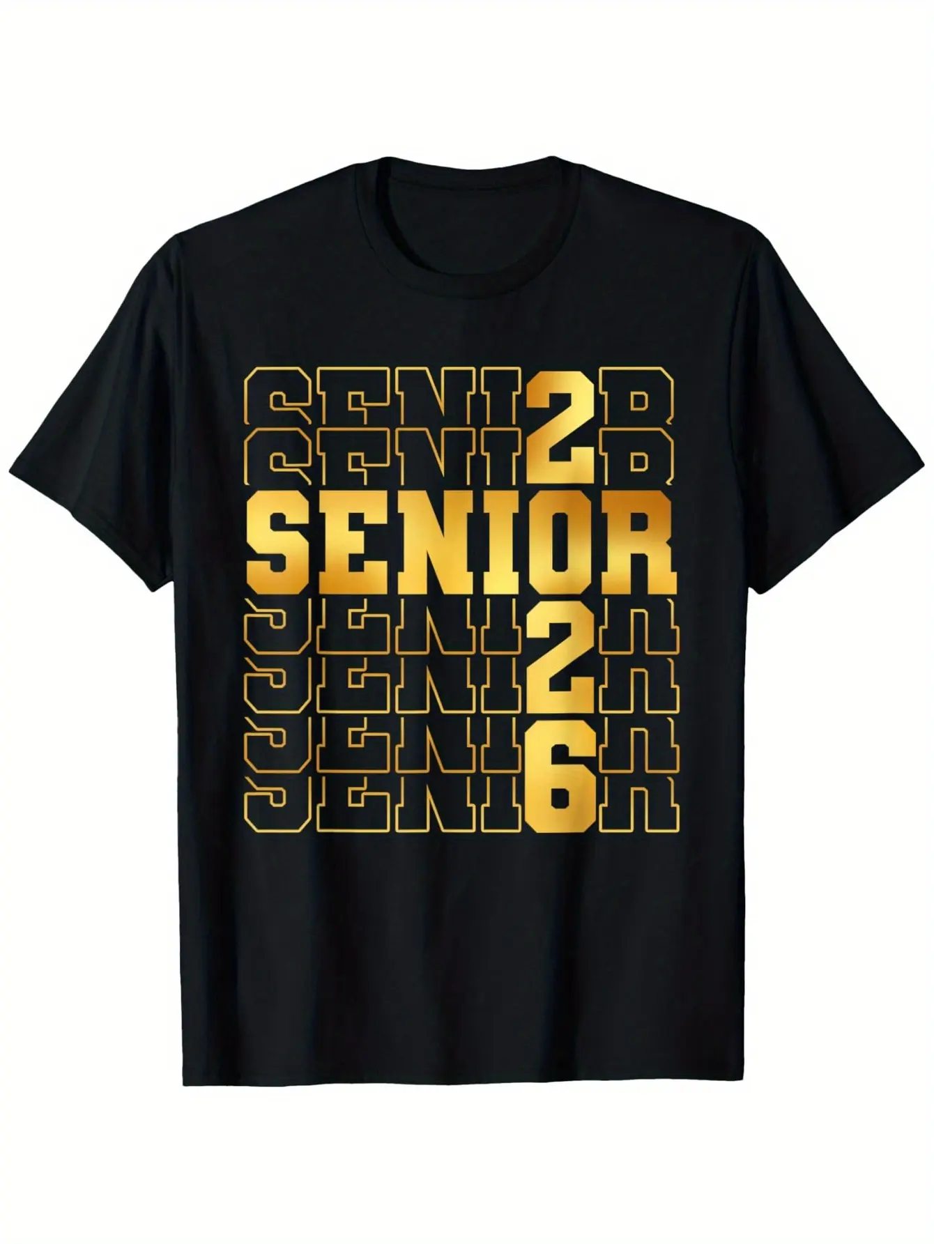 Men's Senior 2026 Graphic Tshirt, Casual Round Neck Top in Soft 100% Cotton, Plus Sizes up to 5XL Including 2XL, Skin-Friendly, Clothes, Printed