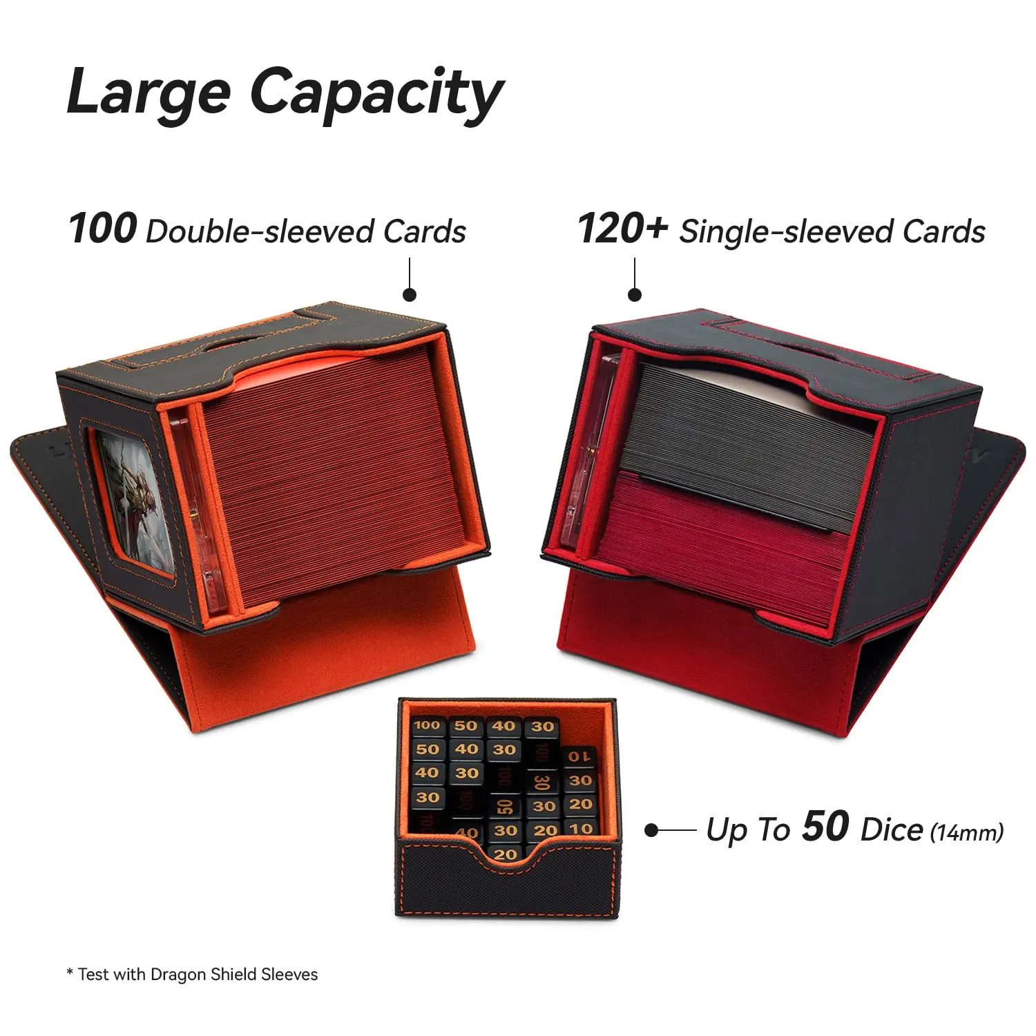 deck box for 100 double sleeved cards ZLCA MTG with Commander Window Display, Commander Deck Box Holds Double-Sleeved Suitable Magic the Gathering/TCG/CCG/PTCG/EDH/Sport Cards (Black) : Toys & Games Gauss magnets offer excellent protection against drops and splashes Card Deck Box for MTG